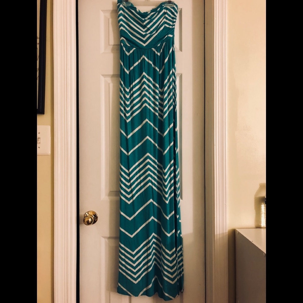 Turquoise Chevron Maxi Dress